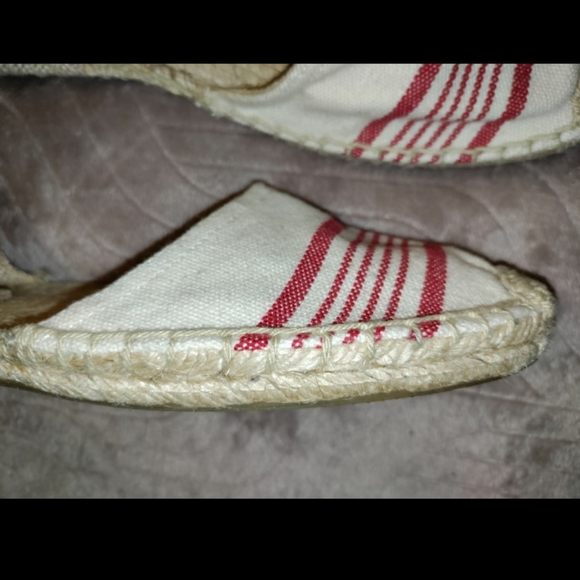Soludos | Red & Tan Canvas Tie Up Espadrille Jute Sandals Womens Size 7 - Picture 4 of 9